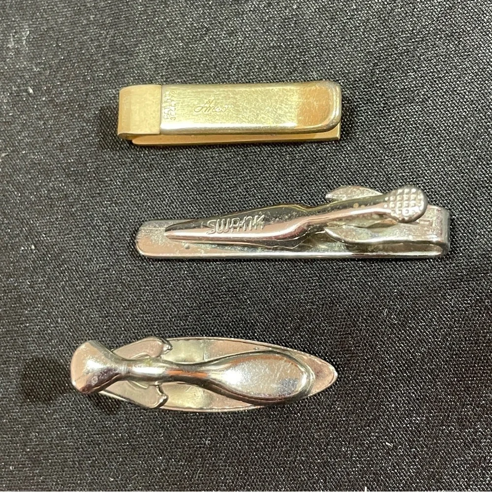 Elegant Silver and Gold Tie Clips Set